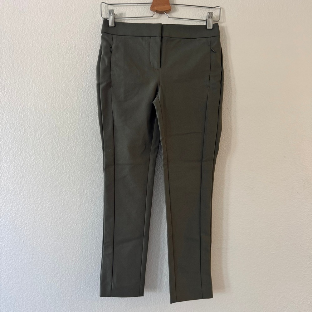 Loft Petites Ankle‎ Pants Slim Fit Seam Detail Olive Green Sz 00P Good Condition